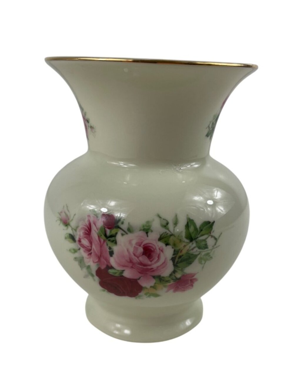 Formalities By Baum Bros Porcelain Vase With Floral Design & Gold Rim